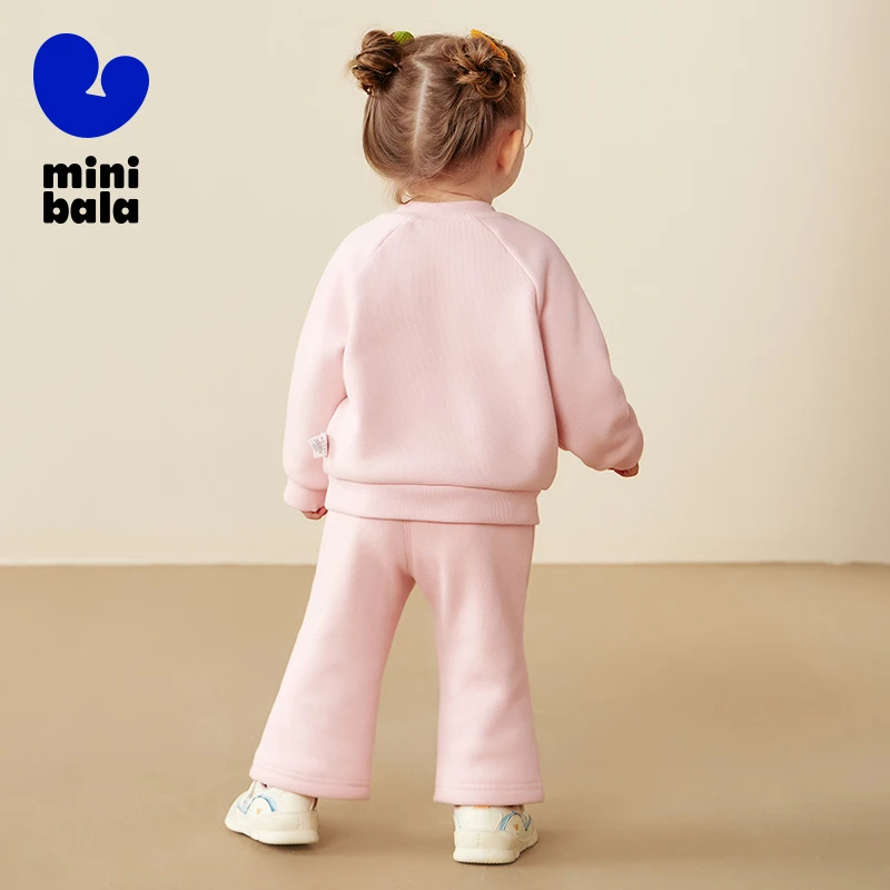 طقم ميني بالا للفتيات مكون من قطعتين لشتاء 2025، هوديي وسروال قطني جديد قابل للتمدد #6