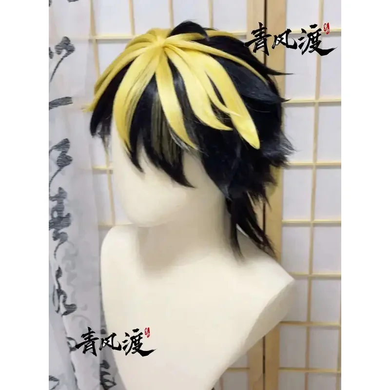 

DY20Hanemiya Kazutora Styled парик Токио Мстители Косплей Короткие черные золотые термостойкие синтетические волосы по индивидуальному заказу Хэллоуин G