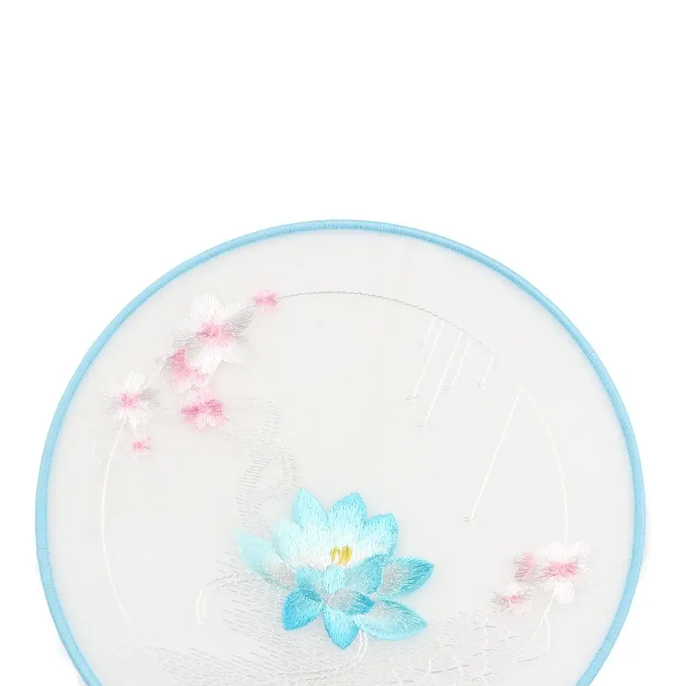 

Ancient Chinese Style Chinese Style Fan with Pendant Tassels Embroidery Fan Translucent Floral Pattern Silk Fan Home Decor