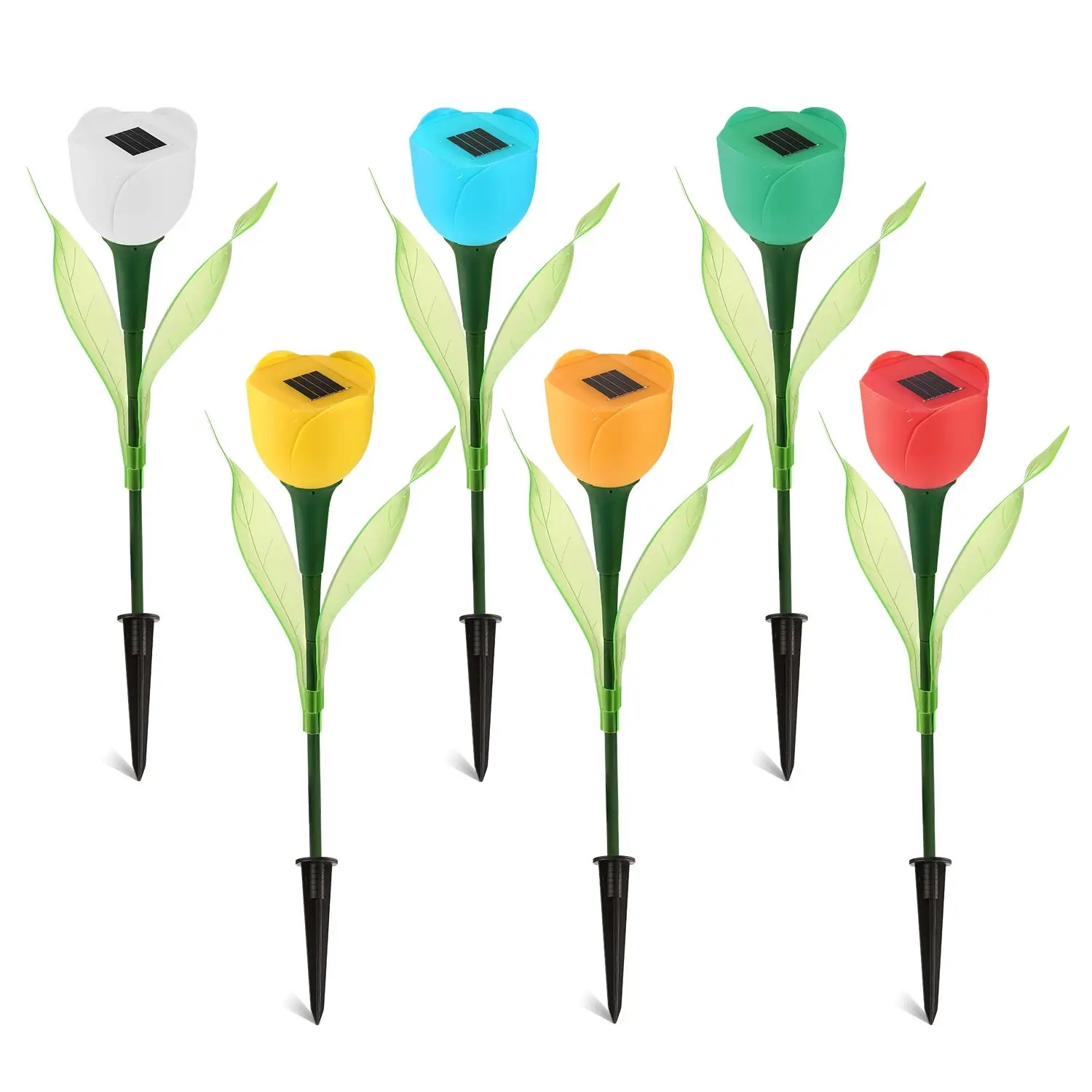 

For 6 Pcs Solar Garden Tulip Flower Light Outdoor Solar Pathway light IP54 Water-resistant Landscape Lights
