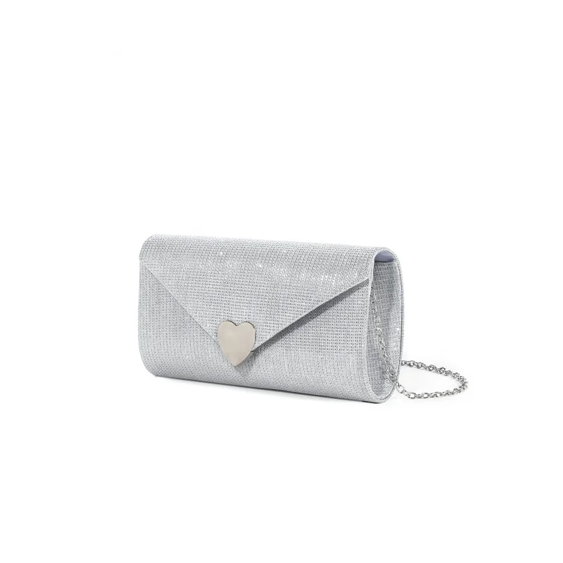 In-stock personalized heart-shaped glitter stripsparty clutch bagClutch envelope evening bag view 3