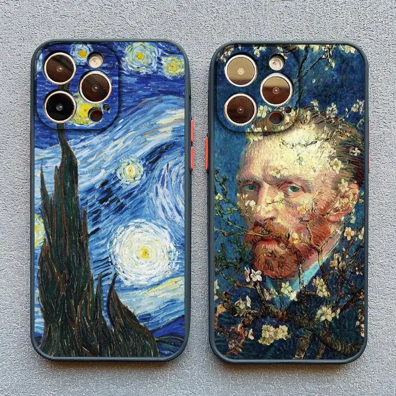 Retro Van Gogh Oil Paint Phone Case For iPhone 16 15 11 13 12 14 Pro MAX 14 Plus 7 8 Plus XR XS X Vintage Shockproof Cover Funda