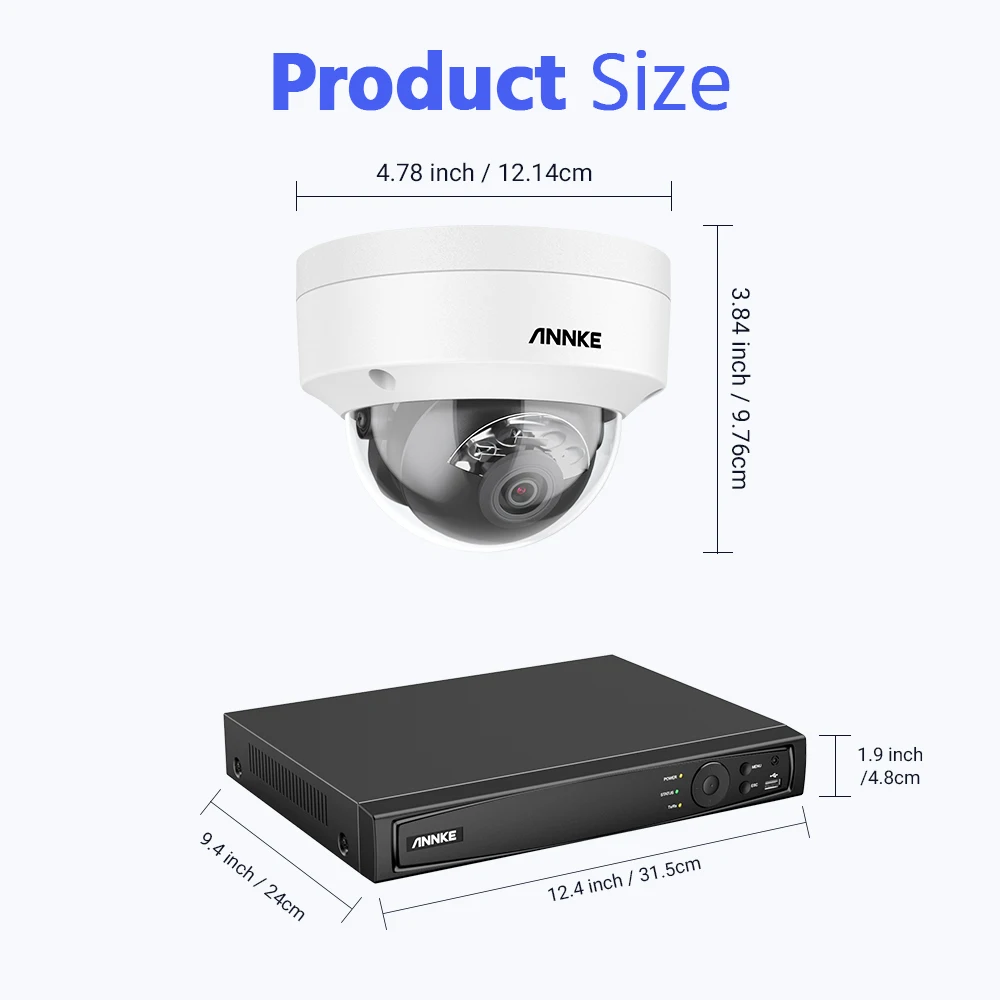 ANNKE H800-4K 8 Channel 4 Cameras PoE Security System, Human & Vehicle Detection, Built-in Micphone, Color & IR Night Vision, RTSP Supported