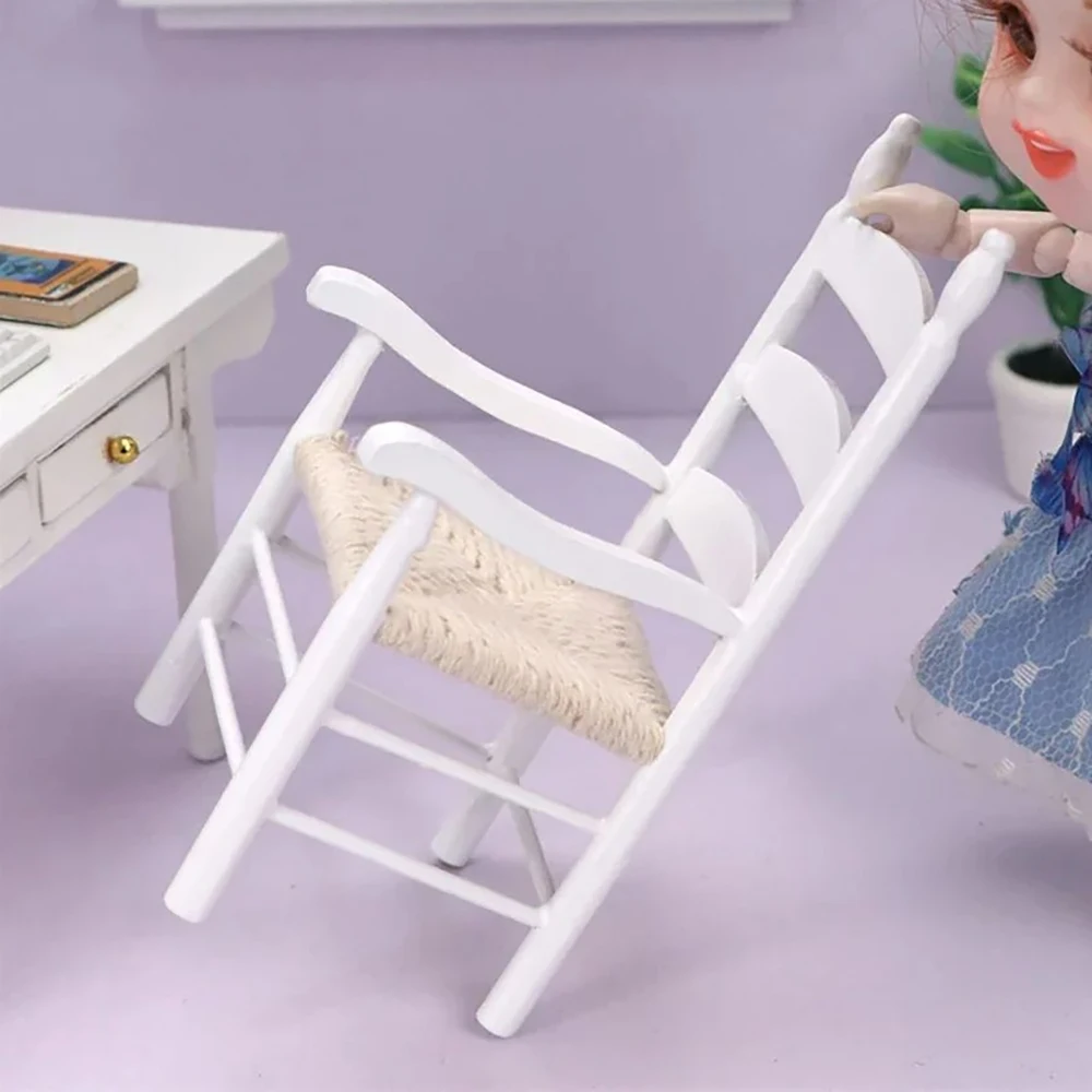 

1/12 Dollhouse Miniature Wooden Armchair Mini Chair Model Toy for Doll House Accessories Decoration ob11 bjd