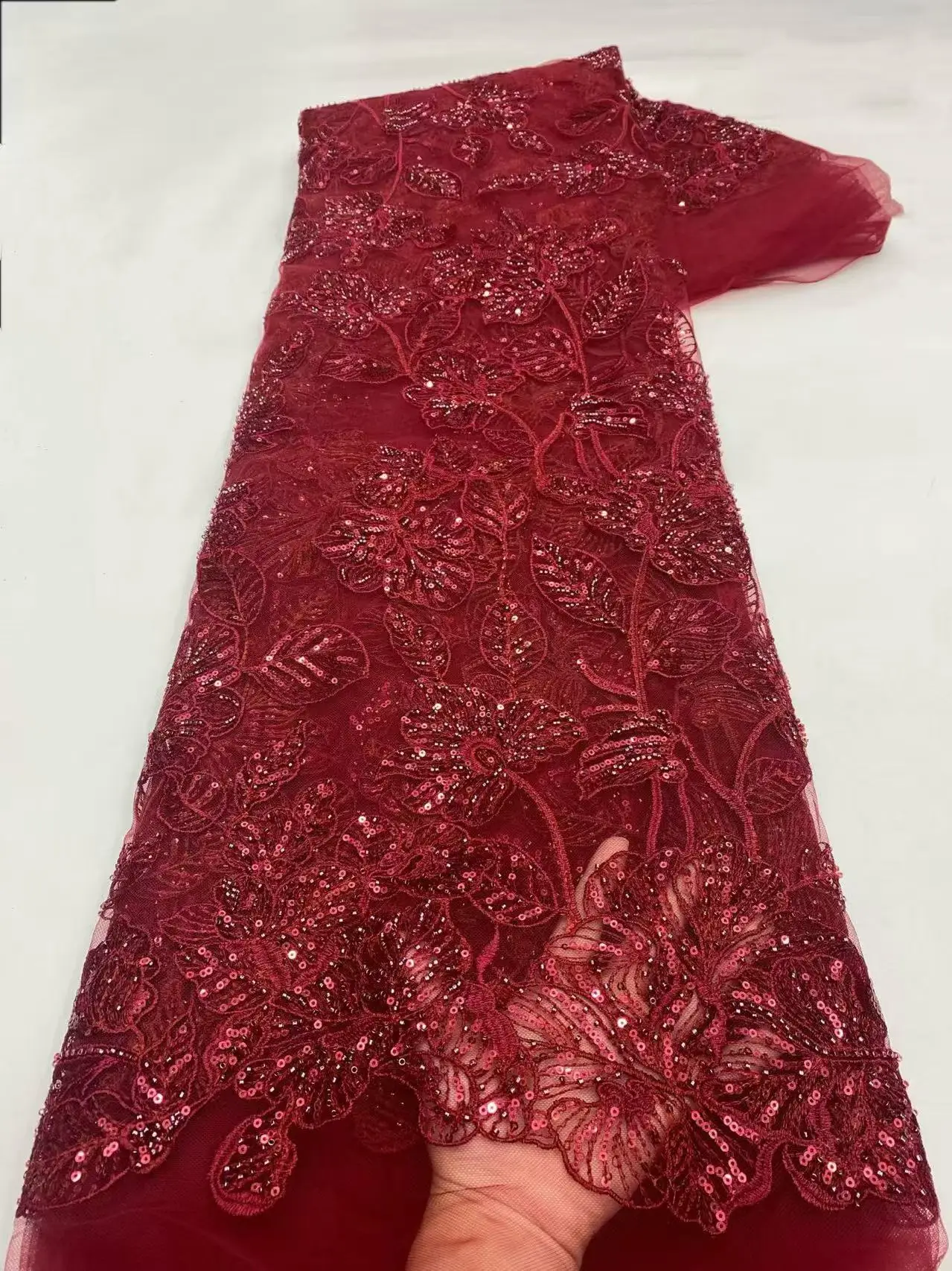 

Нигерийская кружевная ткань с пайетками 2026: высококачественное африканское кружево, французский тюль с вышивкой пайетками для праздничных платьев