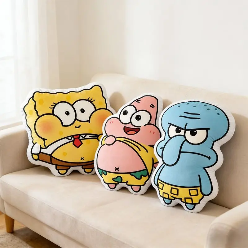 Kawaii SpongeBob SquarePants Q Version Special-shaped Plush Pillow Stuffed Doll Photo Prop Anime Collectible Gift