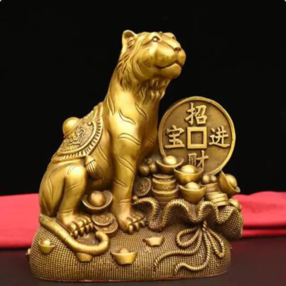 All copper tiger ornaments, ingots, auspicious tiger zodiac signs, wealth sources, tiger tiger power, living room tabletop deco