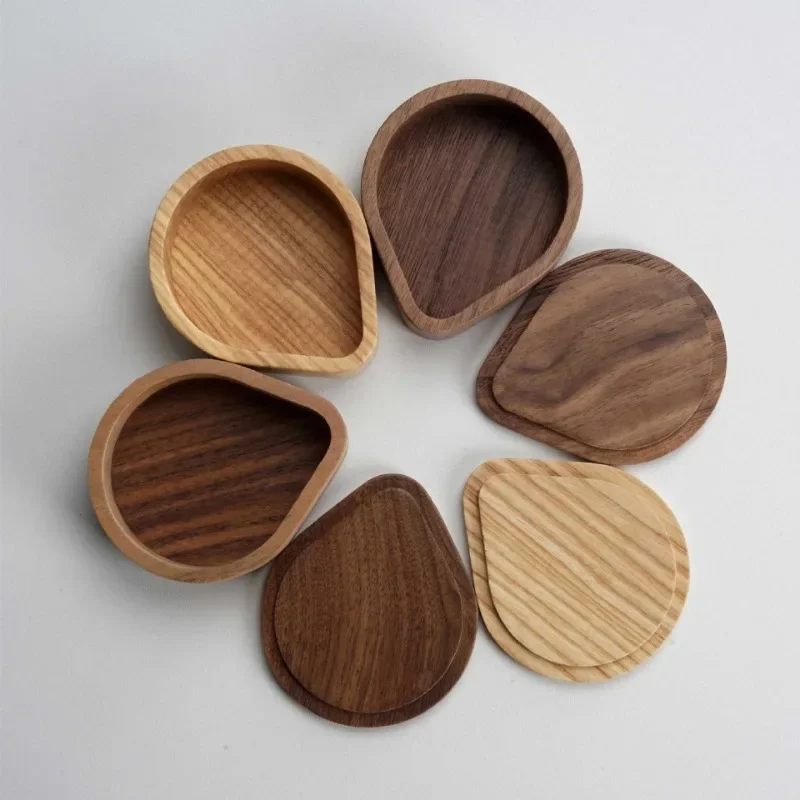 51/53/58MM Coffee Filter Paper Box Solid Wood Round Mocha Pot Filter Paper Box Handle Powder Bowl Filter Paper Storage Box