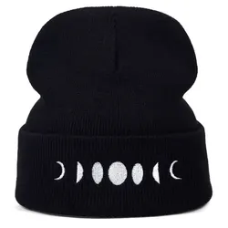 Unisex czapka z daszkiem z zaćmieniem Księżyca jesienno-zimowa ciepła czapka czapka z czapka typu Beanie dla kobiet mężczyzn