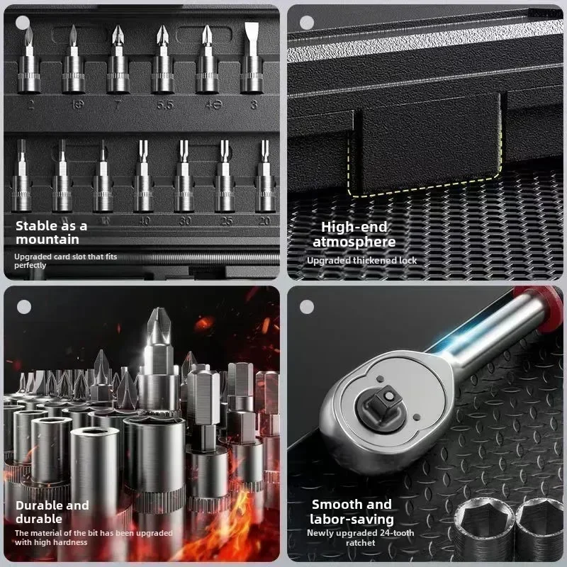 AIRAJ NIEUWE Auto Reparatie Tool Kit 46/53 Stuk/set Socket Set Auto Reparatie Tool Ratel Momentsleutel Combo Auto repareren Tool Set