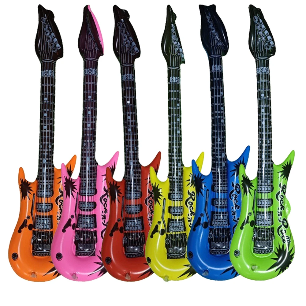 

27 Inch Inflatable Guitar Party Balloon Children's Birthday Party Decoration PVC Guitar Balloons Rock Toys Karaoke Party Decors