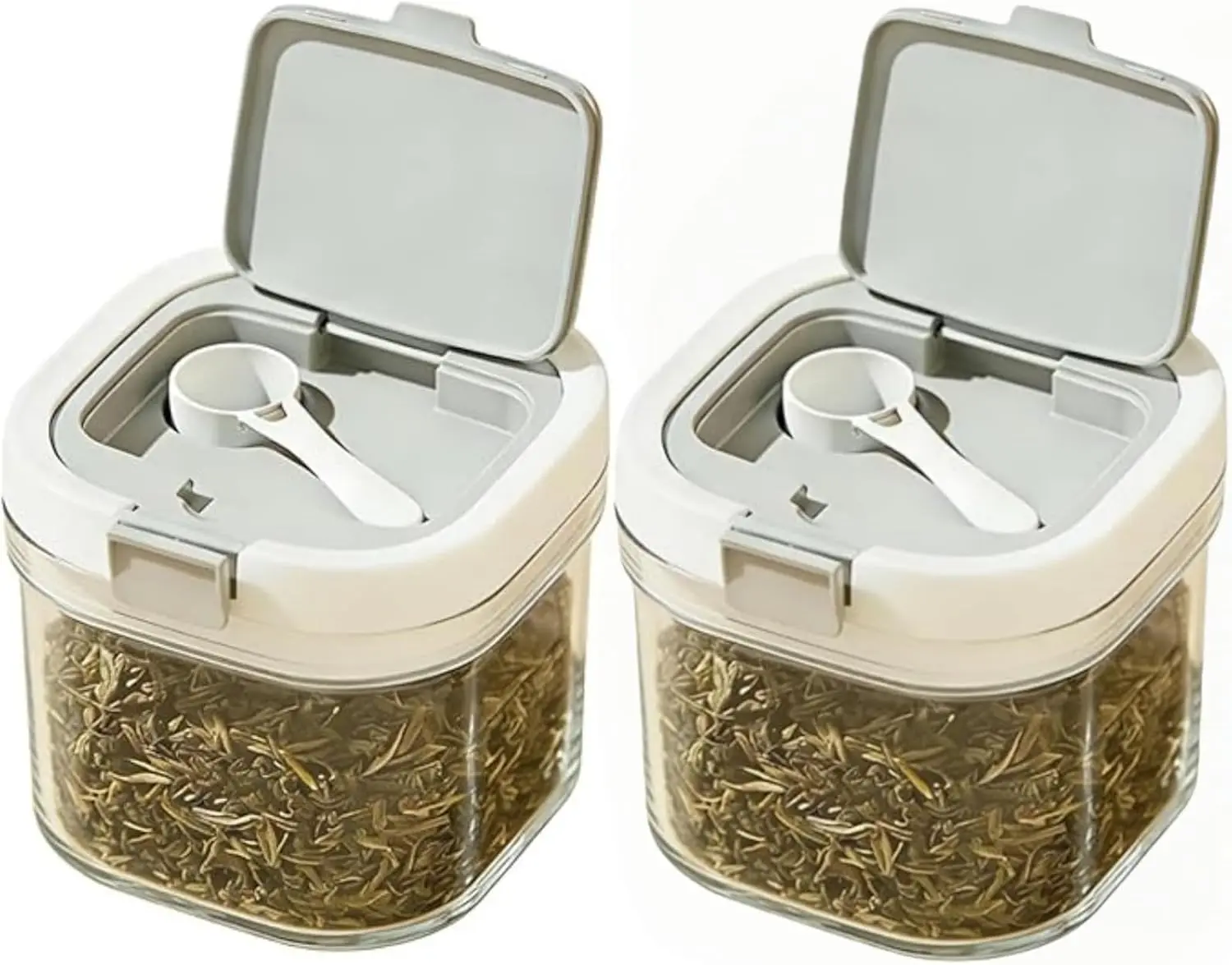 

Набор из 2 герметичных контейнеров для чая объемом 27 унций, прозрачные емкости для хранения рассыпного чая с ложкой, кухонные контейнеры с широким горлышком для рассыпного чая