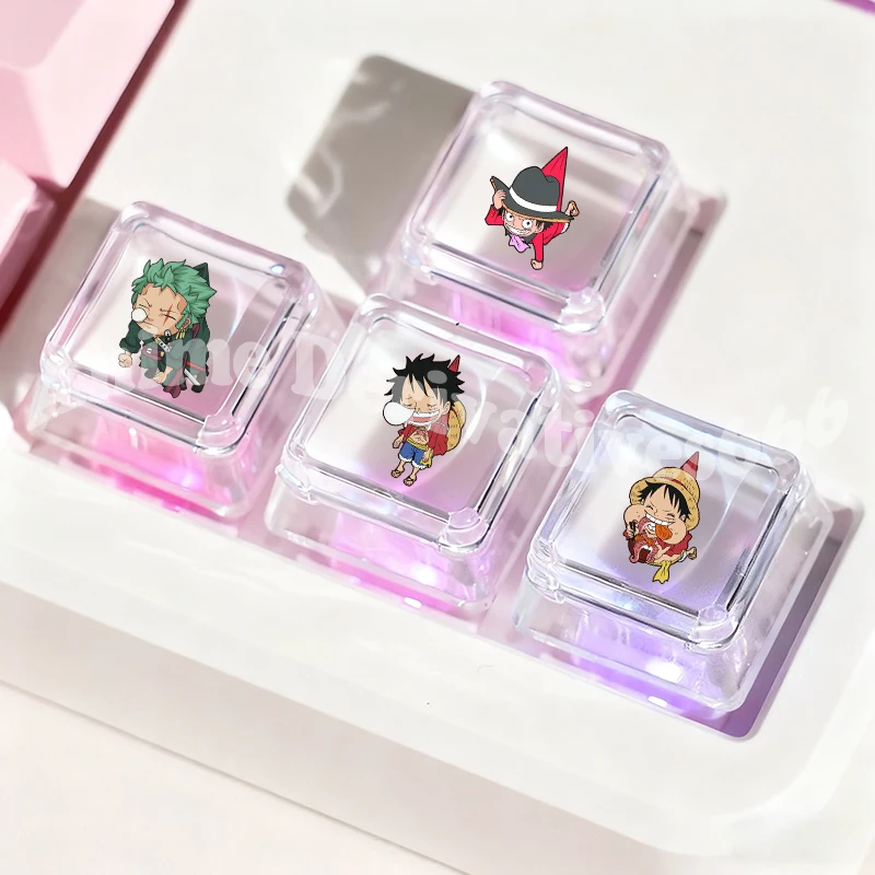 Cross mechanical keyboard personalized anime keycap Luffy Ace Zoro Sanji single double-layer transparent cartoon keycap
