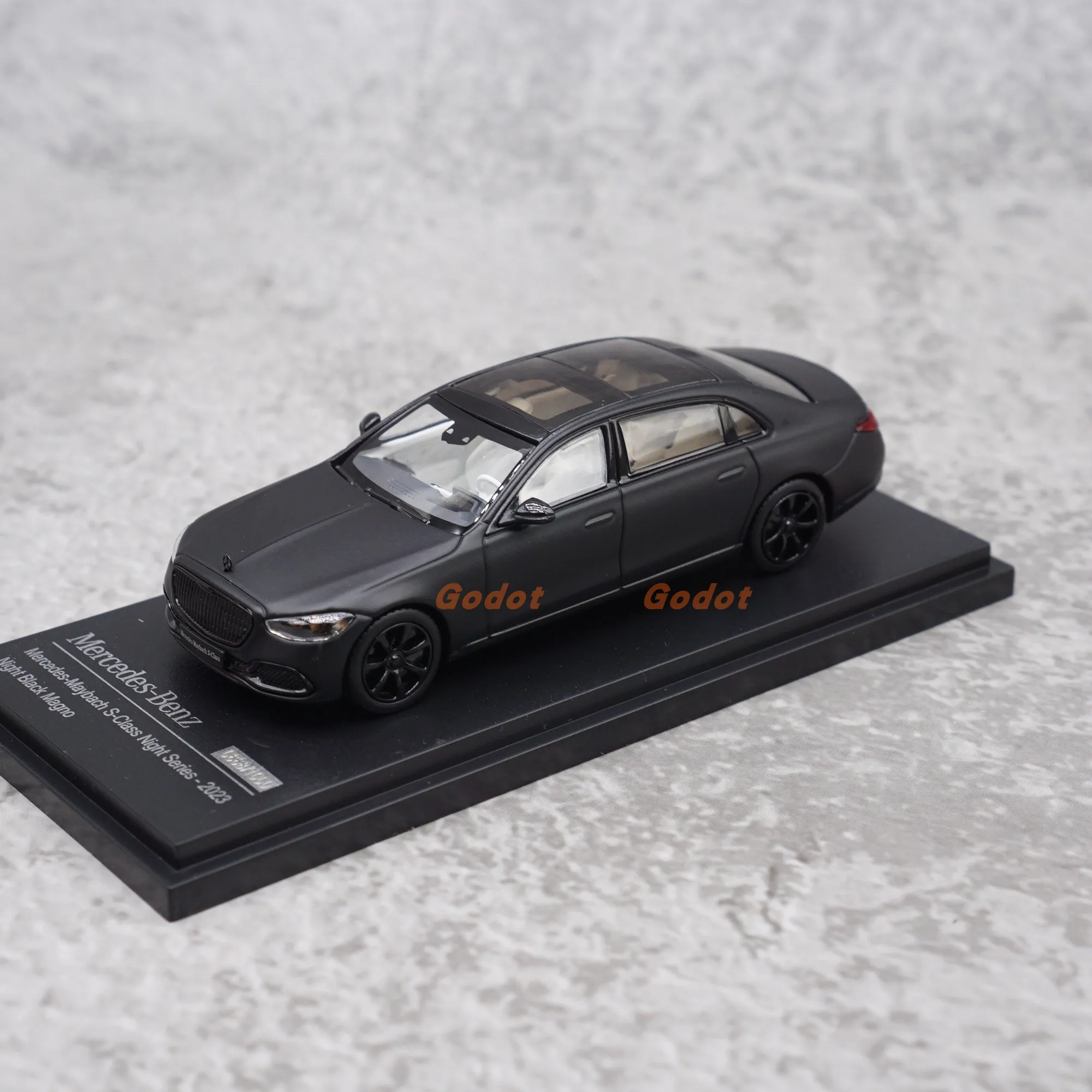 AR Box Modèle de voiture miniature en alliage moulé sous pression Benz Maybach Classe S Série Nuit 2023 à l'échelle 1:64, Collection Classiques, Cadeau pour adulte, Souvenir, Présentation statique