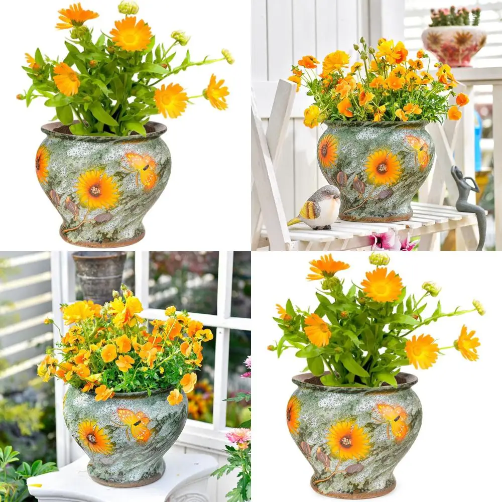 

9 Handcrafted Ceramic Succulent Pots - Outdoor & Indoor Decorative Planters for Home & Garden, Vintage Style Flower Vases