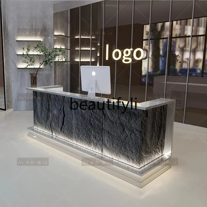 

Light luxury stainless steel bar counter clothing store checkout page counter beauty salon barber shop front desk3286