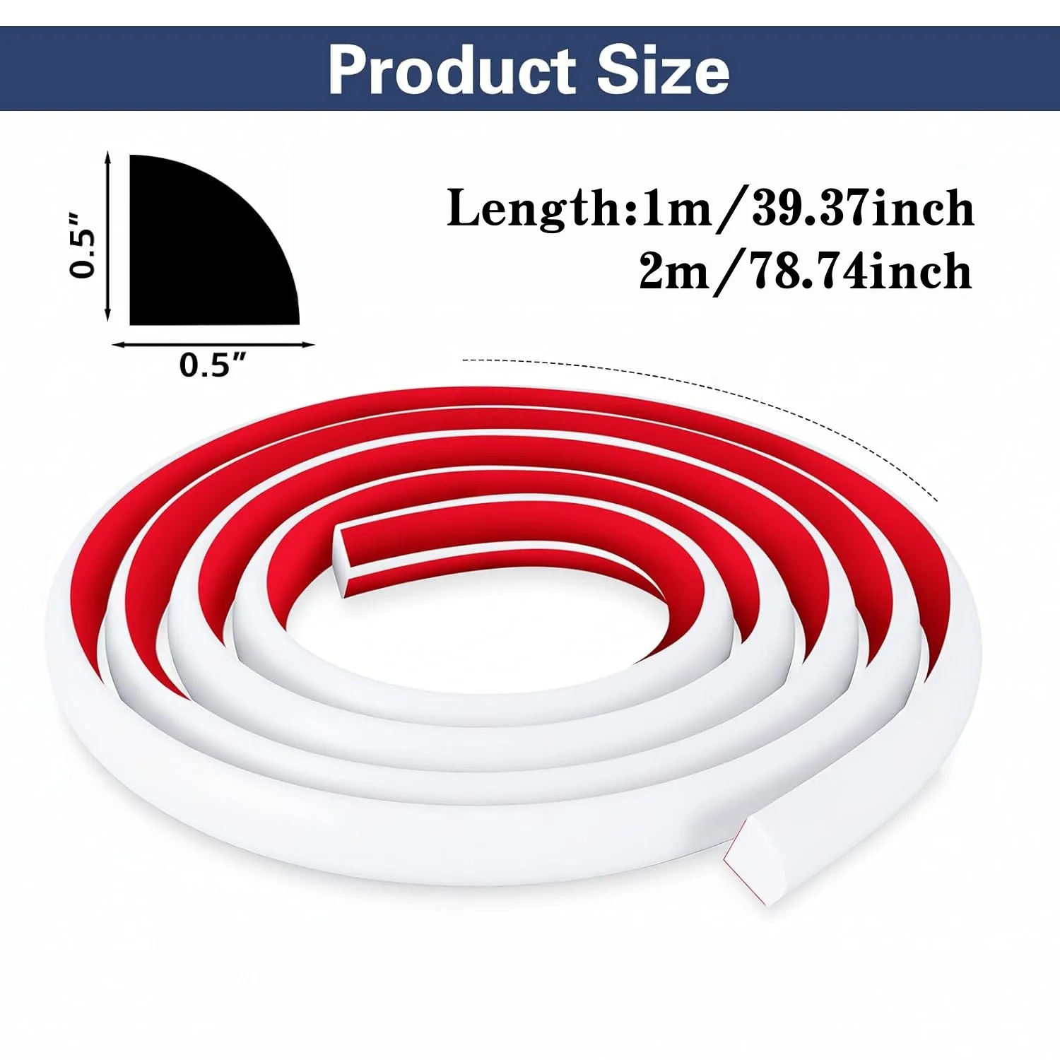 1PC 1/2m Quarter Round Molding Self-adhesive Wall Corner Protection Baseboard Trim Flexible Waterproof Skirting Line