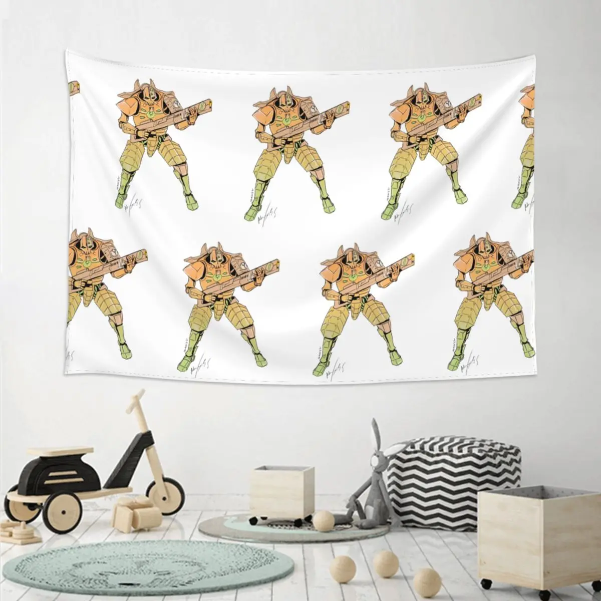 Necron With Tau Armor Tapestry Funny Wall Hanging Aesthetic Home Decoration Tapestries for Living Room Bedroom Dorm Room