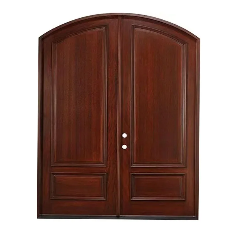 Fancy carving top round panel door design mahogany solid wood double pre hung exterior main designs doors