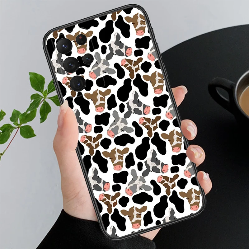 Funda de teléfono con estampado de vaca lechera para Samsung A52S A21S A33 A23 A13 A14 A32 A52 A53 A54 A51 A71 A15