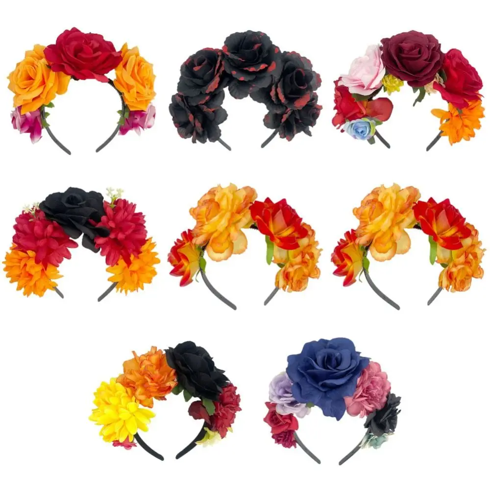 Cosplay Halloween Party Costume Headwear Photo Props Boho Day of The Dead Headpiece Hawaiian Wedding Bridal Hair Accessories