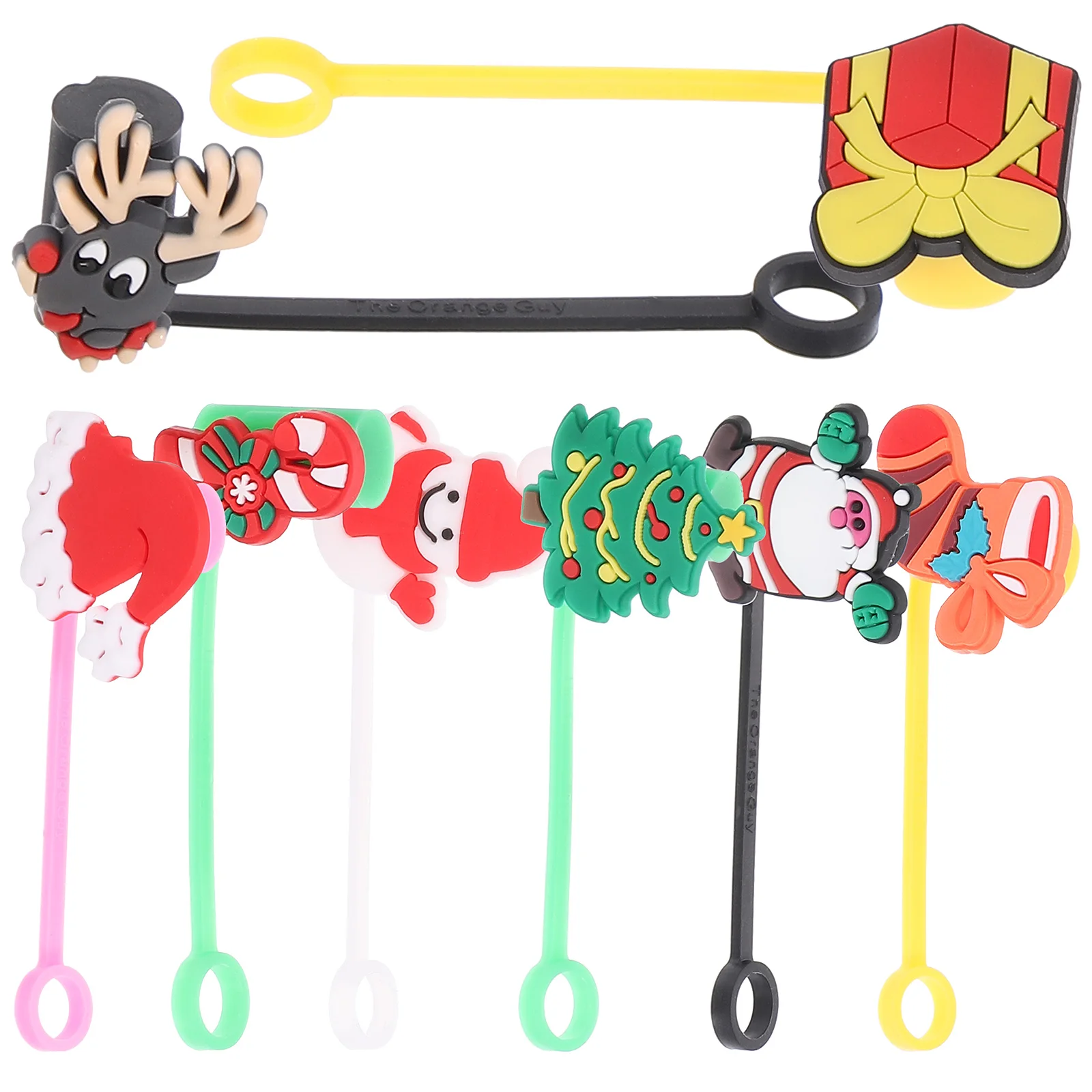 

8 Pcs Straw Cap Toppers Cover Seasonal Reusable Straws Covers Caps Christmas Lovely Plugs Stoppers Holiday