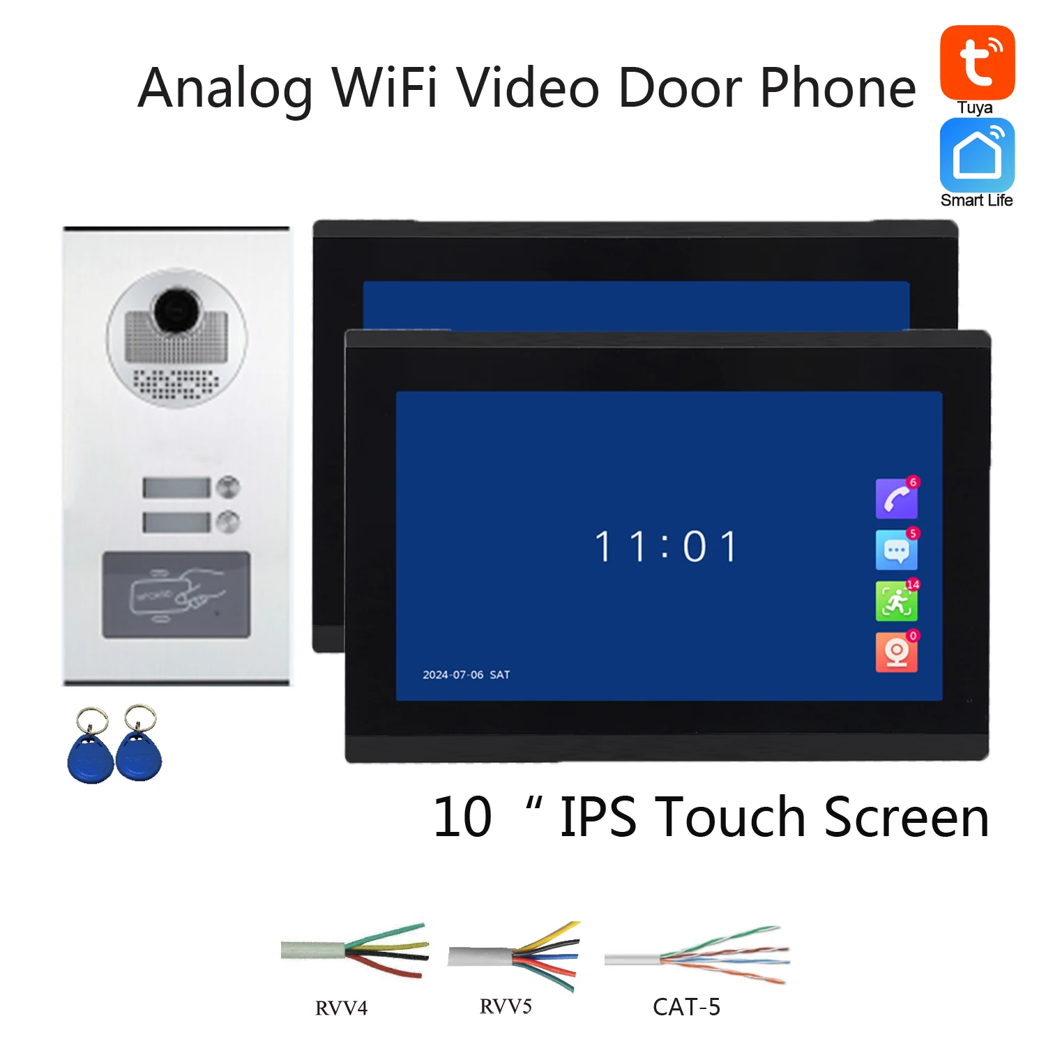 1Set Home Use 2 Camera To 3 Display Video Doorphone RFID Card Unlock Function Access Control Intercom System Security Camera