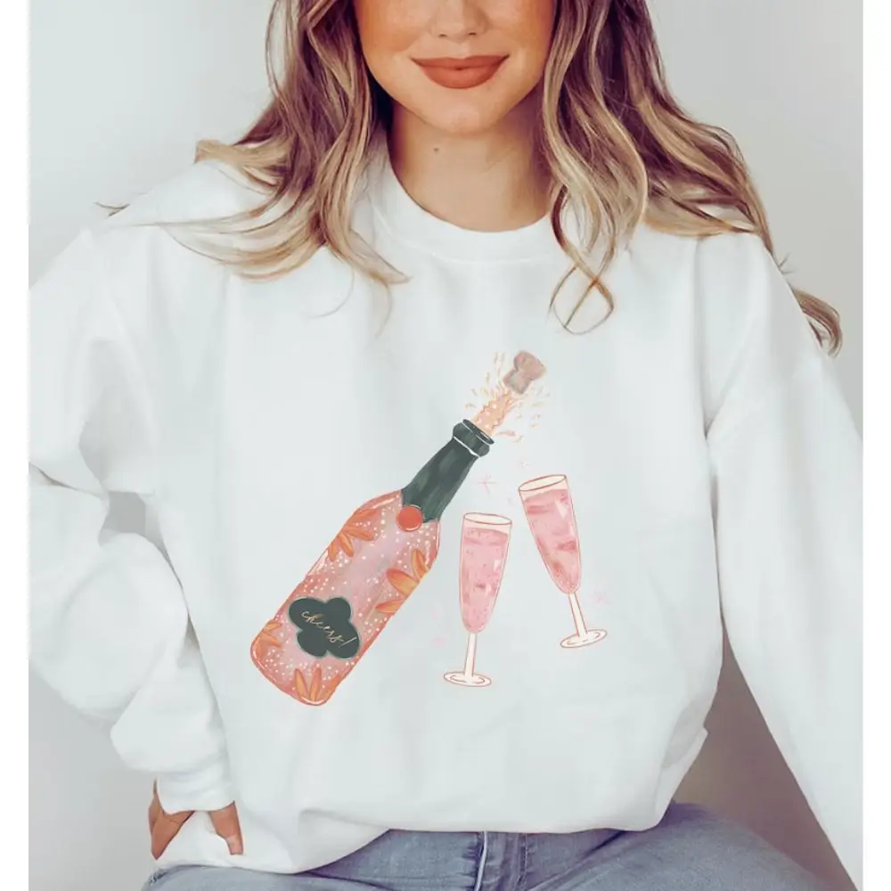 Cheers Sweatshirt Champagne Bottles Sweatshirts New Years Eve Hoodies Celebration New Years Sweater Happy New Year Pullover Tops