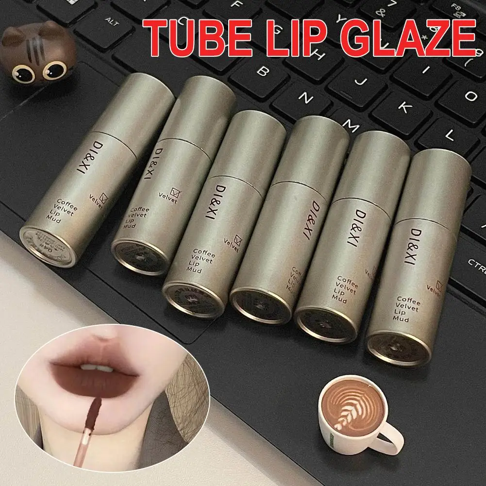 Zilveren Buis Lipgloss Koffie Fluweel Matte Lip Modder Waterdichte Wind Lippenstift Cosmetica Lange Vloeibare Pure Glazuur Lip Blijvende A2d9