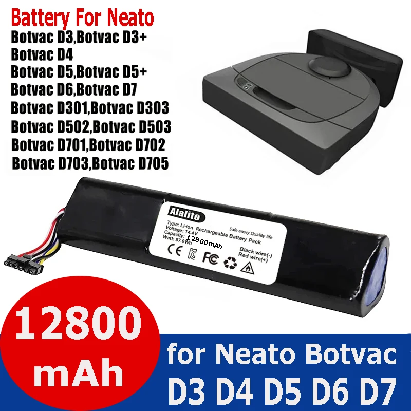 Batteria di ricambio per Neato Botvac Connected,D3,D3 +,D4,D5,D5 +,D6, D7 aspirapolvere robotici, numero parte: 945-0225/205-0011