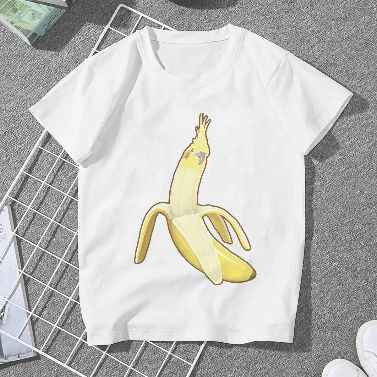 Bananaaaa Cockatiel Banana TShirt For Women Parrot Birds Pet Y2k Tops Fashion Female Polyester T Shirt Soft Summer