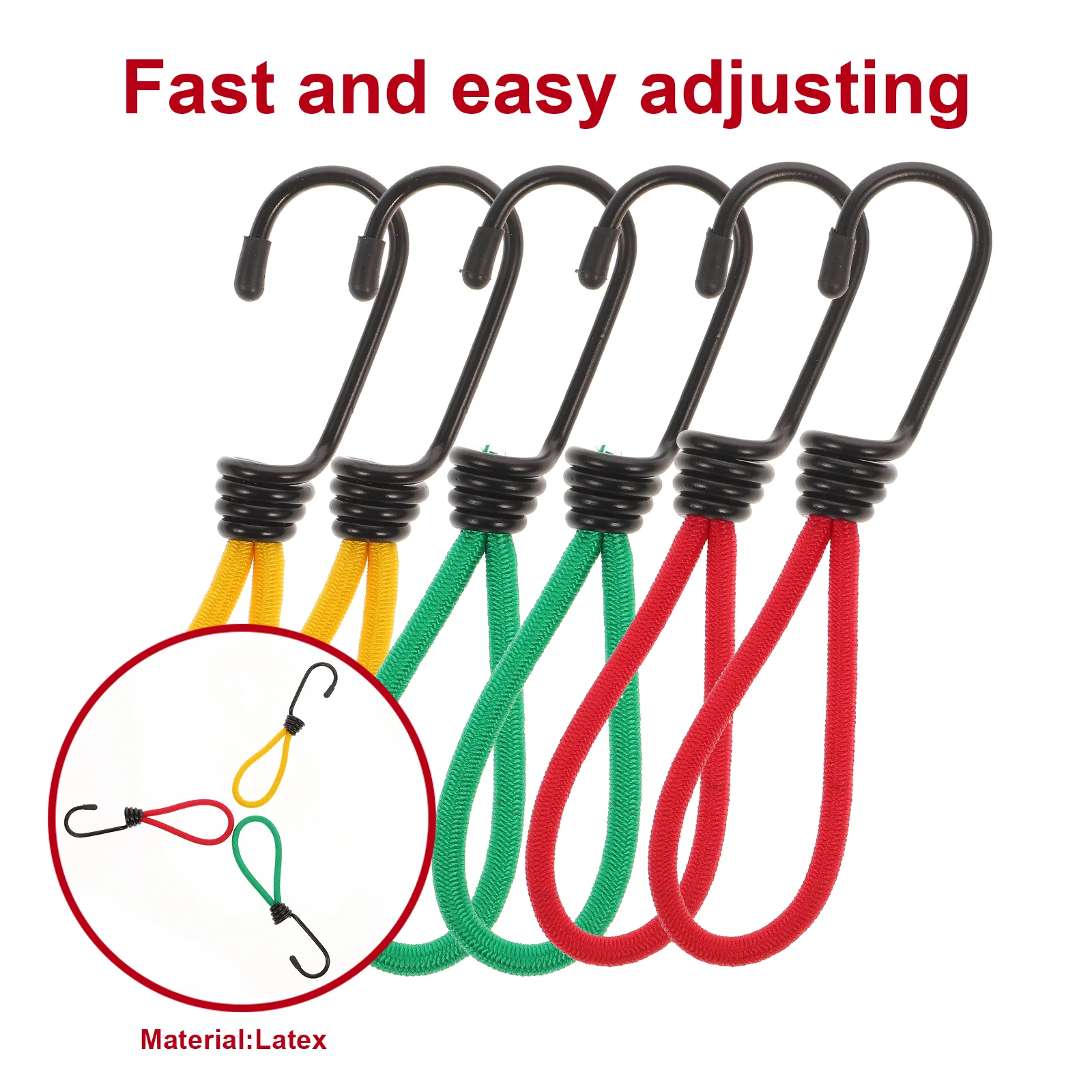 6 Pcs Tents Hook Elastic Cord Fixed up Pull Rope with Buckle Camping Hooks Accessories