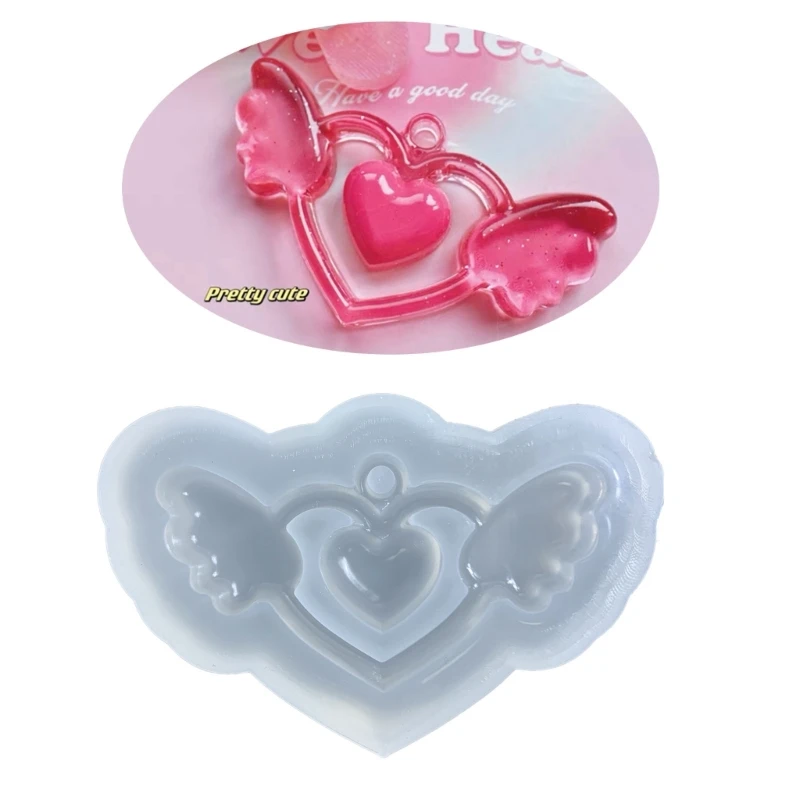 

Y1UB Love Wings Pendant Silicone Mold Epoxy Resin Mold DIY Keychain Earrings Jewelry Tools Craft Making Supplies