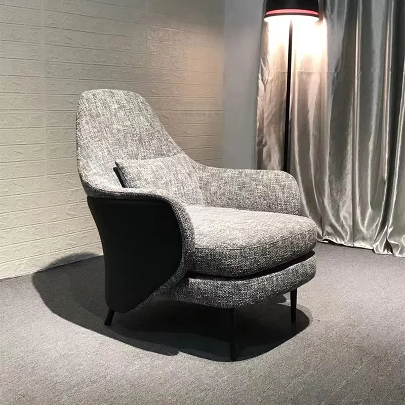 Wohnzimmer-Sofasessel, Nordischer Moderner Freizeitsessel aus Leder oder PU, Einzelsofa, Einzelsitzer-Akzentsessel aus Stoff, Möbelstück