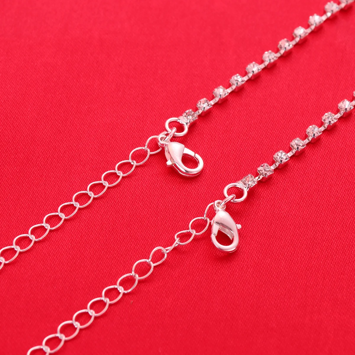 Adjustable Decorative Bra Straps with Double Crystal Chains Replacement for Tube Tops Halter Dresses Bling Rhinestone Strap