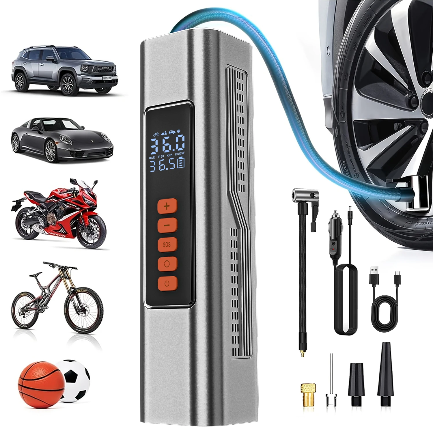 

Upgraded Version Electric 150PSI Car Tire Inflator LED lighting Wireless Portable Air Compressor Pump for Motorcycle Car Ball