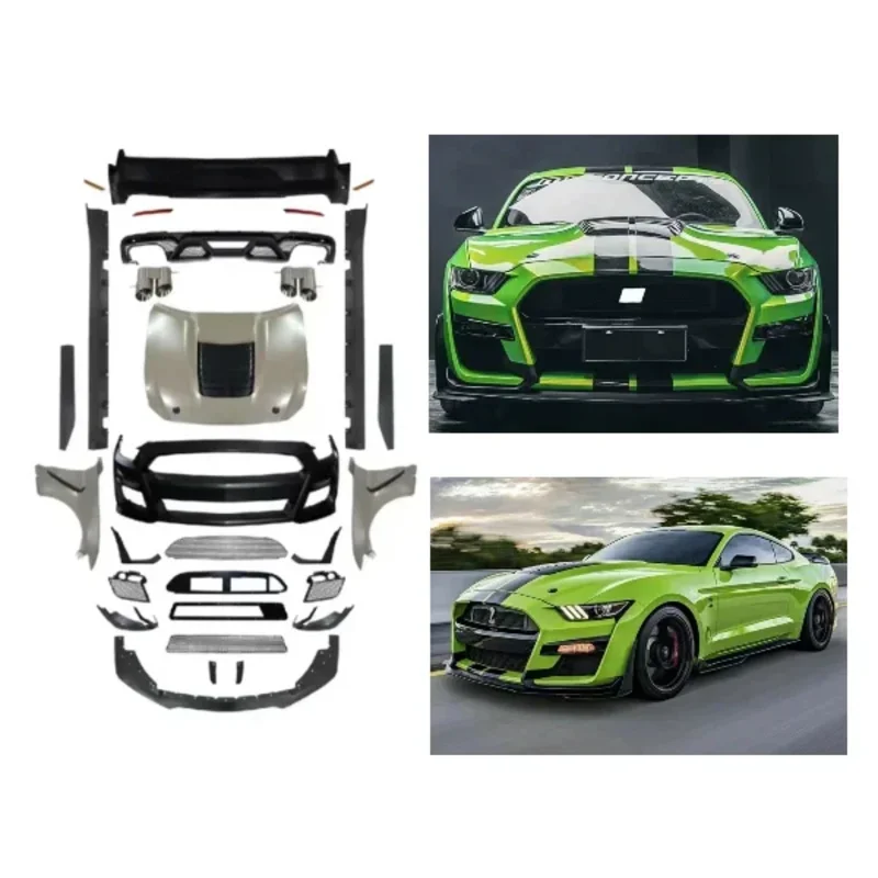 

BodyKit For Mustang 2015 -2021 Update to Sport Shelby GT500 Style Front+Rear Bumper+Grille+Side Skirt assembly