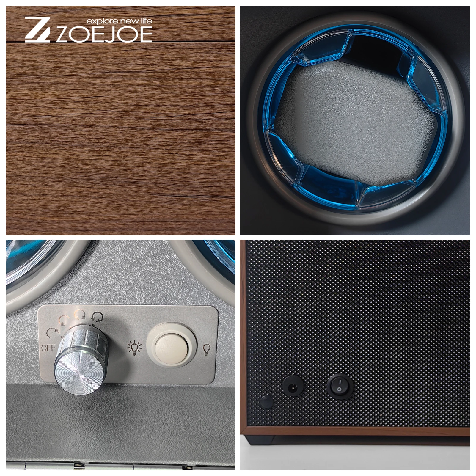 자동 시계에 대 한 1pc 더블 시계 와인 더 유연한 베개와 LED 분위기 램프와 나무 시계 상자 슈퍼 조용한 모터