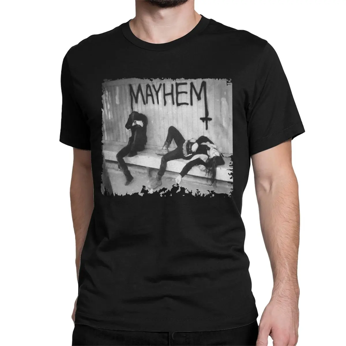 Men Women Mayhem Street T Shirt Black Metal Music Pure Cotton Clothes Vintage Short Sleeve Round Collar Tee Shirt Summer T-Shirt