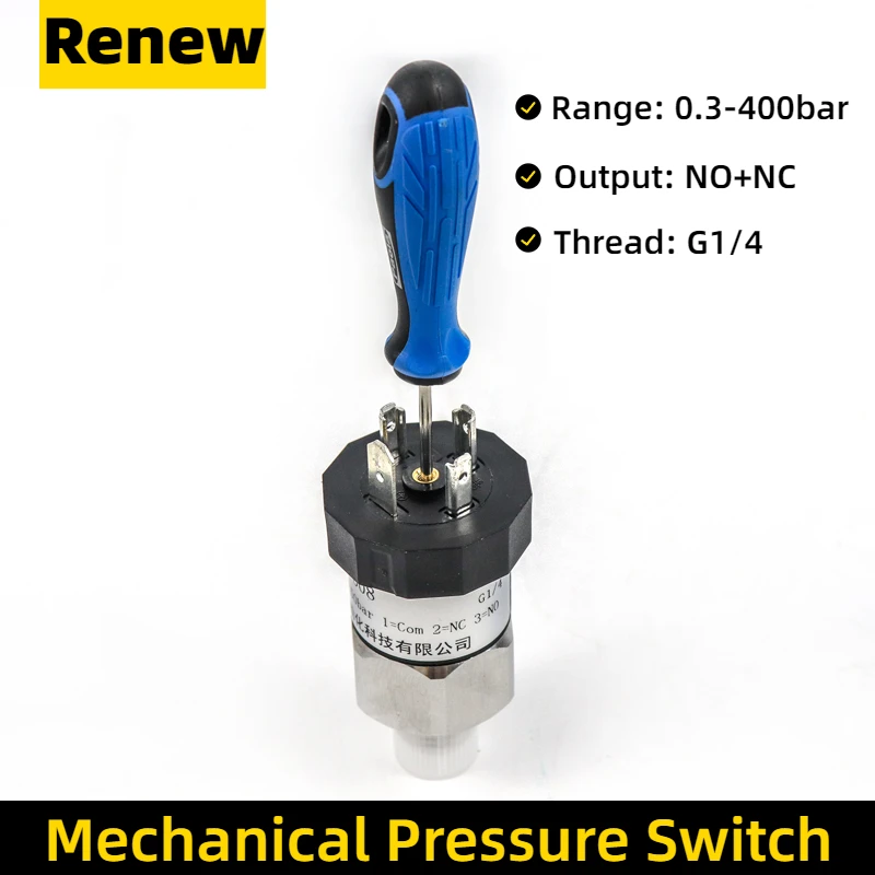 Mechanical High Pressure 40mpa Adjustable Hydraulic Water Oil Pressure Switch 400bar Water Pump Oil Pressure Control Switch