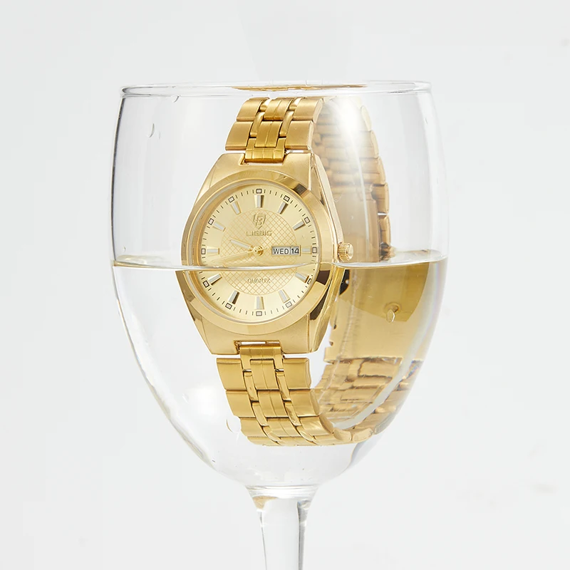 LIEBIG-Montre-bracelet à quartz étanche pour hommes et femmes, marque de luxe Golden Lovers, date et semaine, horloge 3 bars, L1020