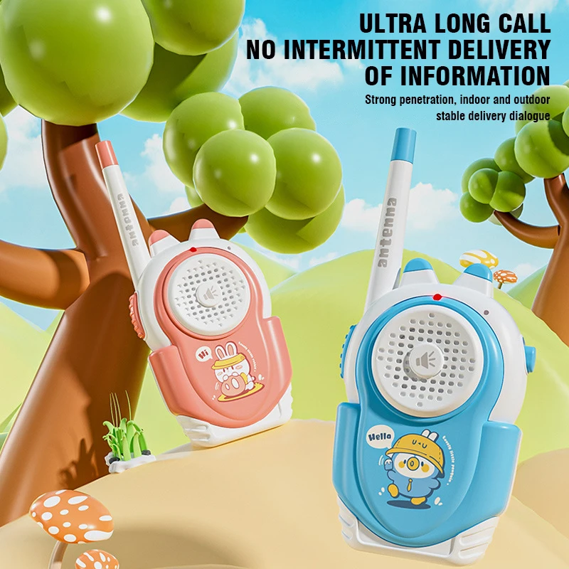 2Pcs Kids Walkie Talkie Handheld Radio Transceiver Phone Interphone for Children Toys Cute Rabbit Long-Distance Birthday Gifts