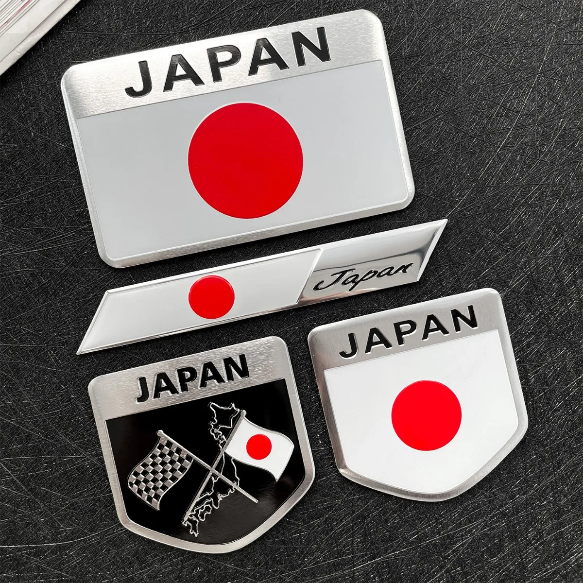 Japan Japanese Flag Shield Emblem Metal Aluminium Badge 3D Sticker JDM Speed Hunter Motorcycle Glow Waterproof Speedhunter Decal
