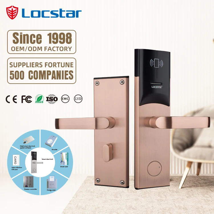 OEM Card Key Encoder Rfid Wooden Electronic Guest Room Security System Smart Hotel Door Lock