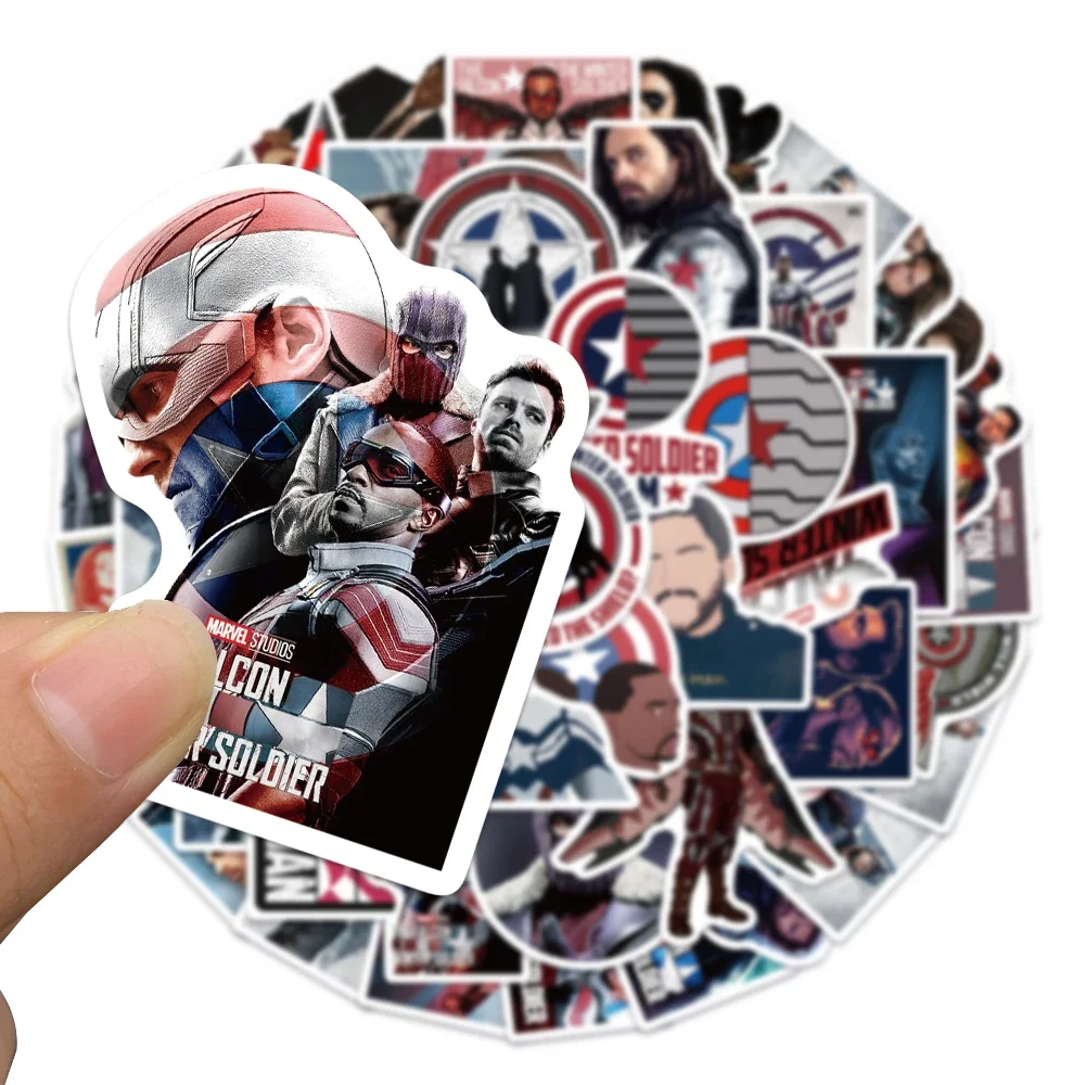 50pcs Disney The Falcon and the Winter Soldier Stickers for Laptop Phone Case Travel Case Classic KidsCool Decals Sticker