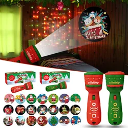 Flashlight Christmas projector lifelike 21 patterns Santa Claus Christmas tree education toy gift