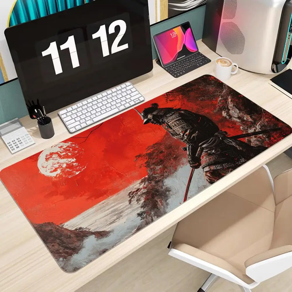 Imagem -02 - Japonês Samurai Árvore Sol Mousepad Animação Escritório Estudante Jogos Engrossado Grande Almofada de Escrita Almofada Antiderrapante Mouse Pad para te