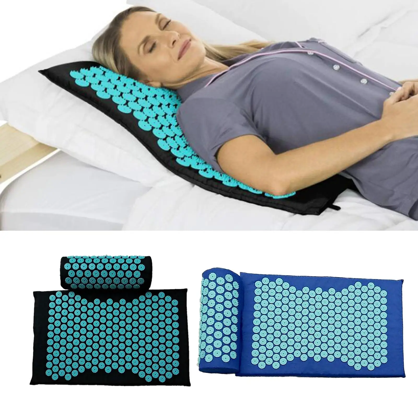 Acupressure Massage Mat e Pillow Set, Colchão Acupuntura, Aliviar ciático