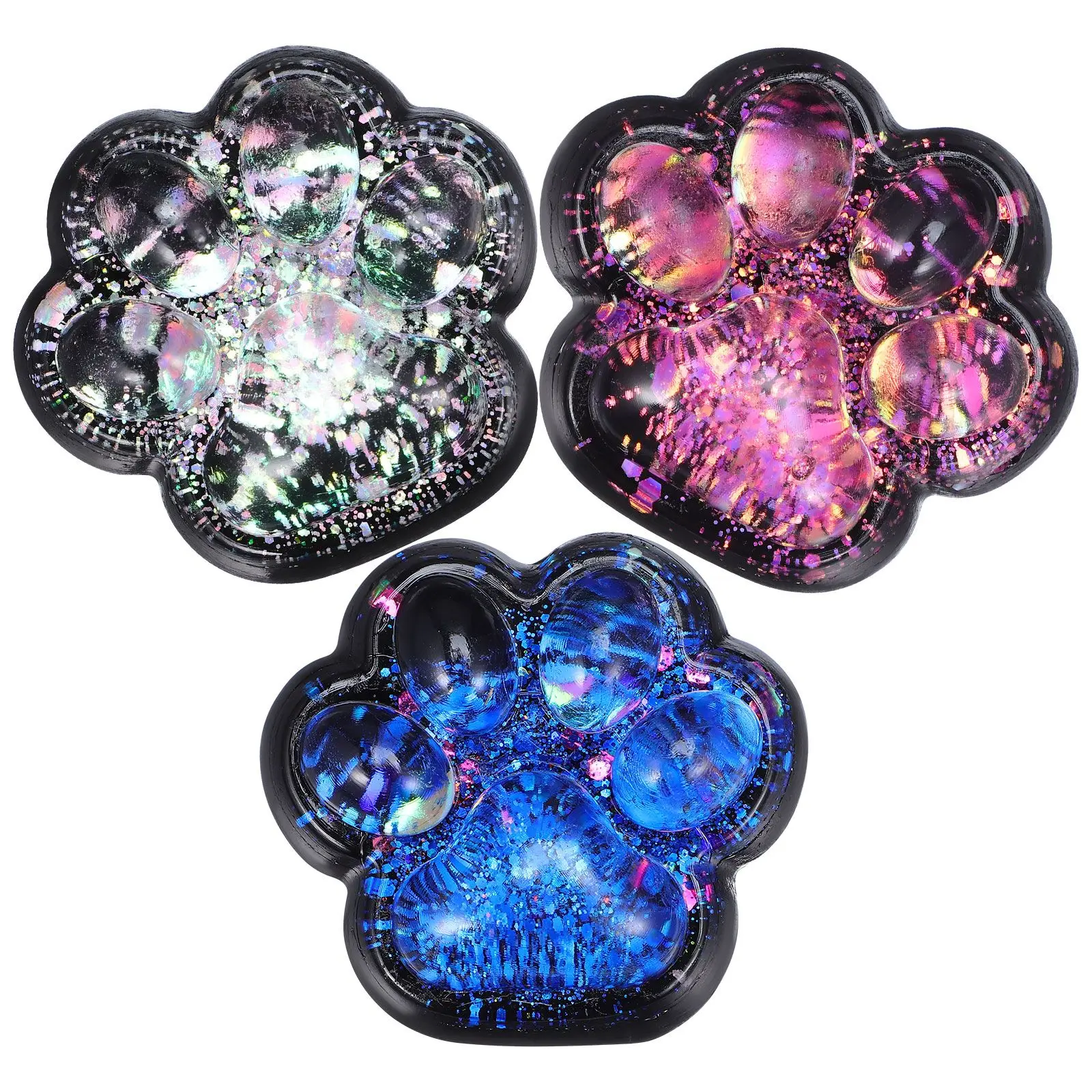 3 Pcs Black Cat Squeeze Toys Adorable Paw Design Soft Safe TPR Material Fidget Toy for Kids Adults Party Favor