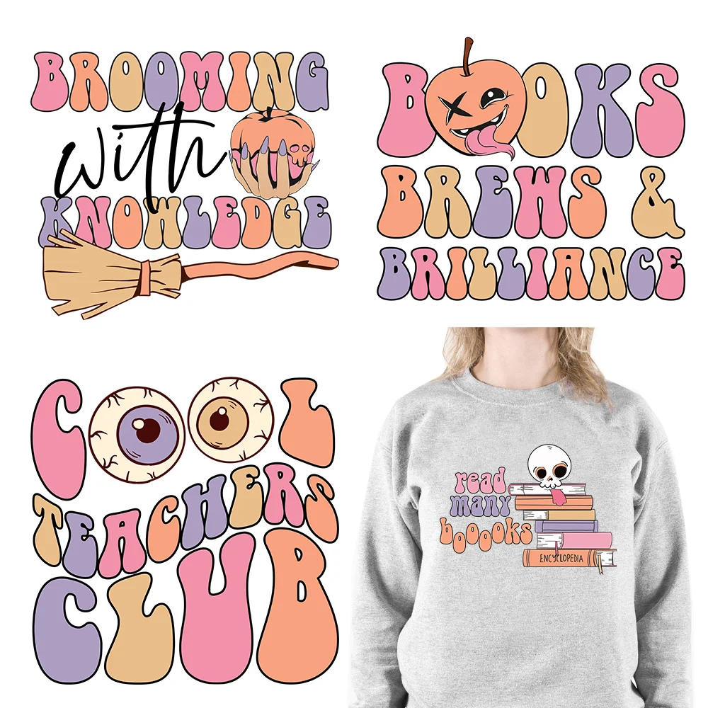 BooTiful Teacher Spooktacméthanol Stickers, Brooming Knowledge, Witch Teacher Club, DTF Transfers, prêt à appuyer sur les vêtements